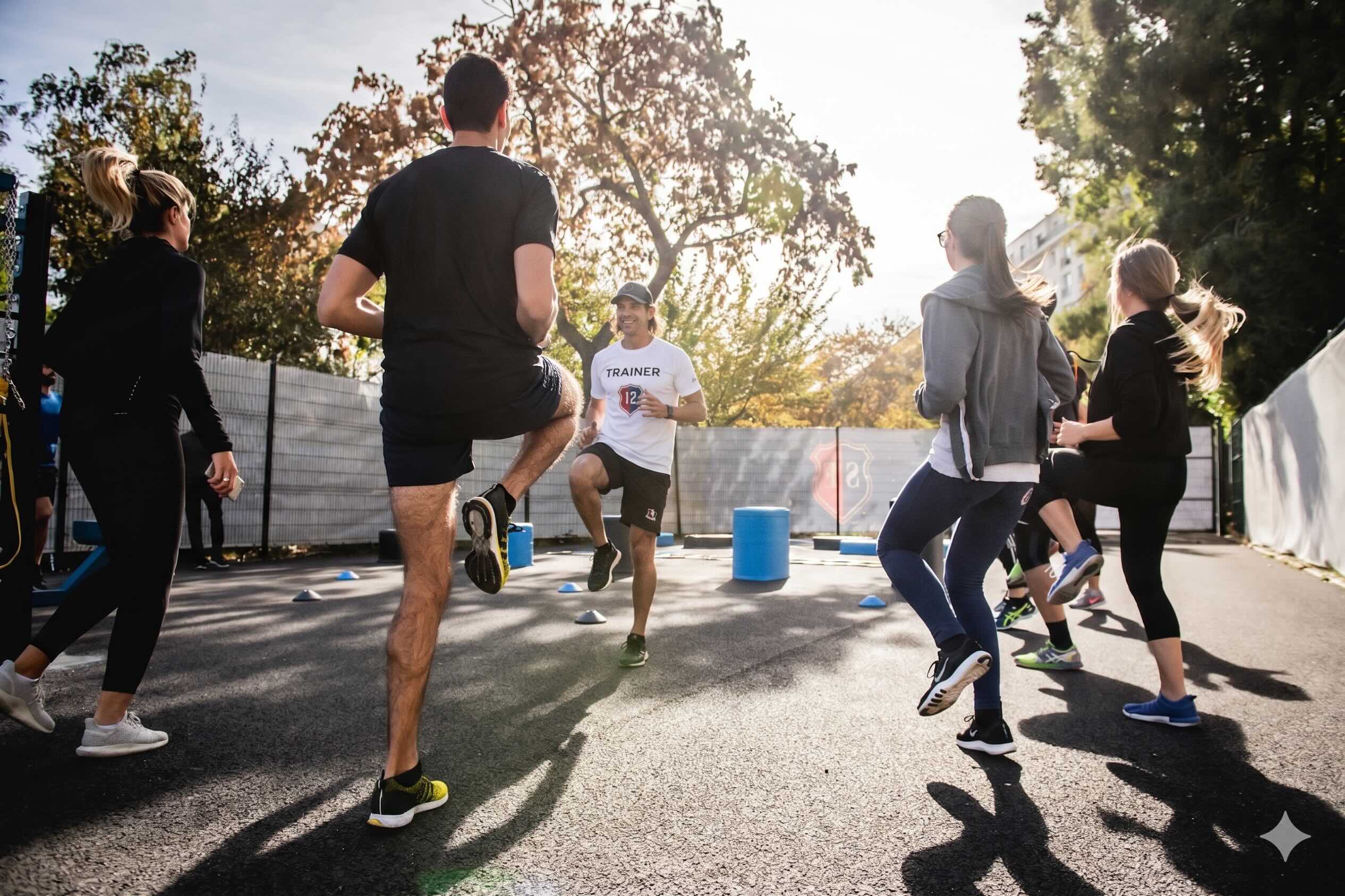 Jay Repko with clients after training